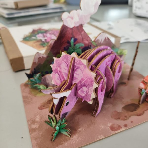 🦖 Rompecabezas de Madera 3D - Triceratops