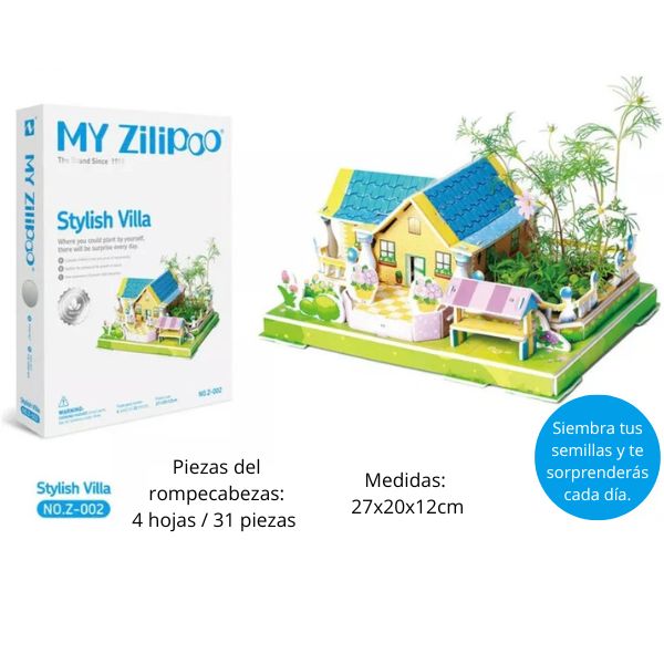 Casita 3D Stylish Villa – Arma, Siembra y Observa la Magia 🌱