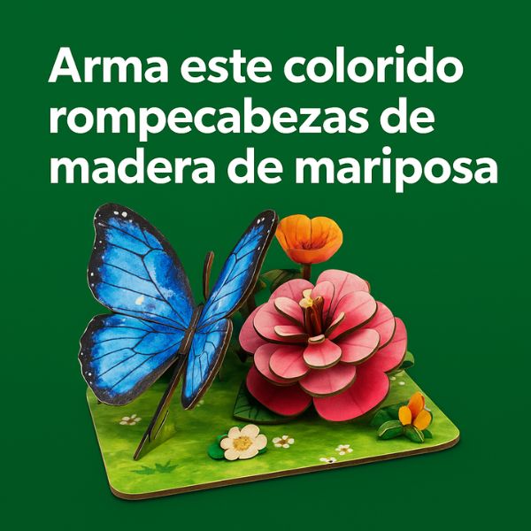 Rompecabezas 3D de Madera – Mariposa Colorida DIY